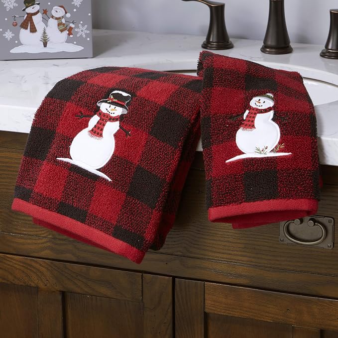 SKL Home Christmas Woodland Winter Snowman Hand Towel 2pc Set - Image 4