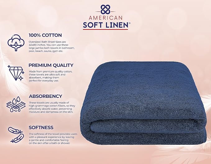 American Soft Linen Oversized Bath Sheet 40x80 Extra Large - Image 4