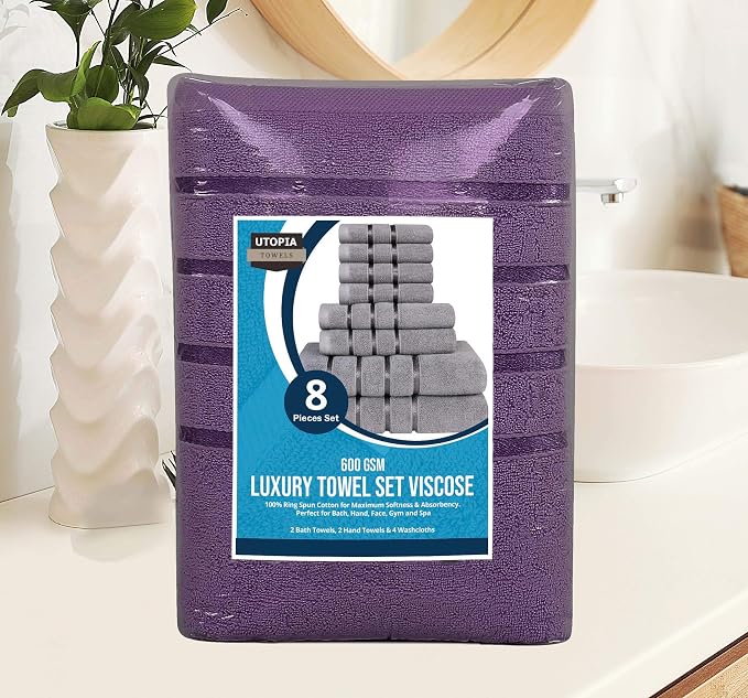 Utopia Towels 8 Piece Luxury Towel Set, 2 Bath, 2 Hand, and 4 Wash Cloths - Image 8