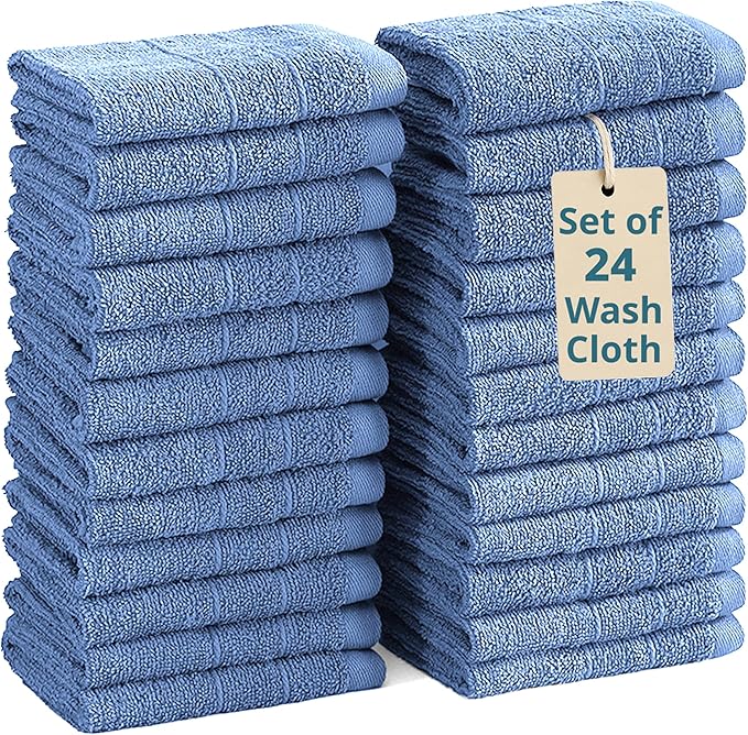 Casa Platino 100% Cotton Wash Cloths 24 Pack by CasaPlatino