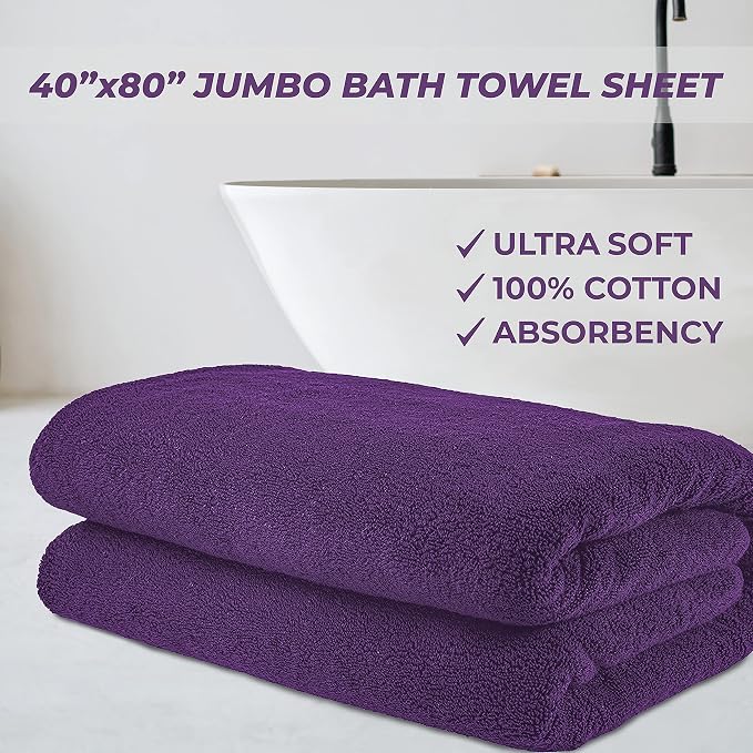 Cotton Paradise 100% Cotton 40x80 Oversized Bath Sheet, Extra Large Turkish - Image 2