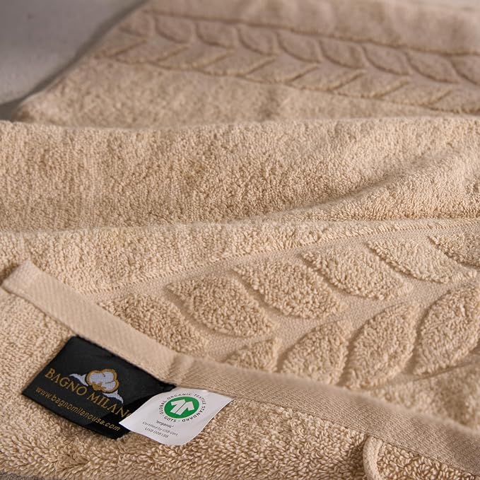 BAGNO MILANO Organic Turkish Cotton Bath Towels, Luxury Jacquard Collection - Image 4