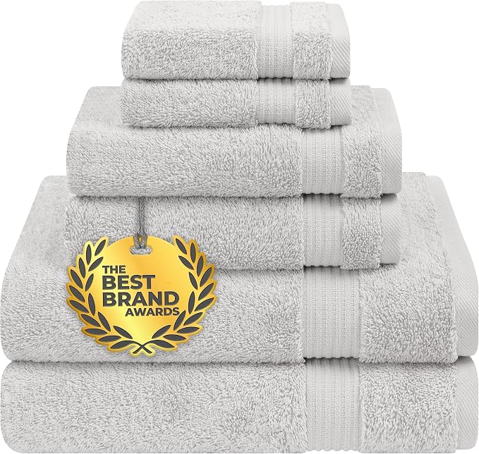 Cotton Paradise 6 Piece Towel Set 100% Cotton Soft Absorbent Turkish Towels by UNITEDHOMETEXTILE