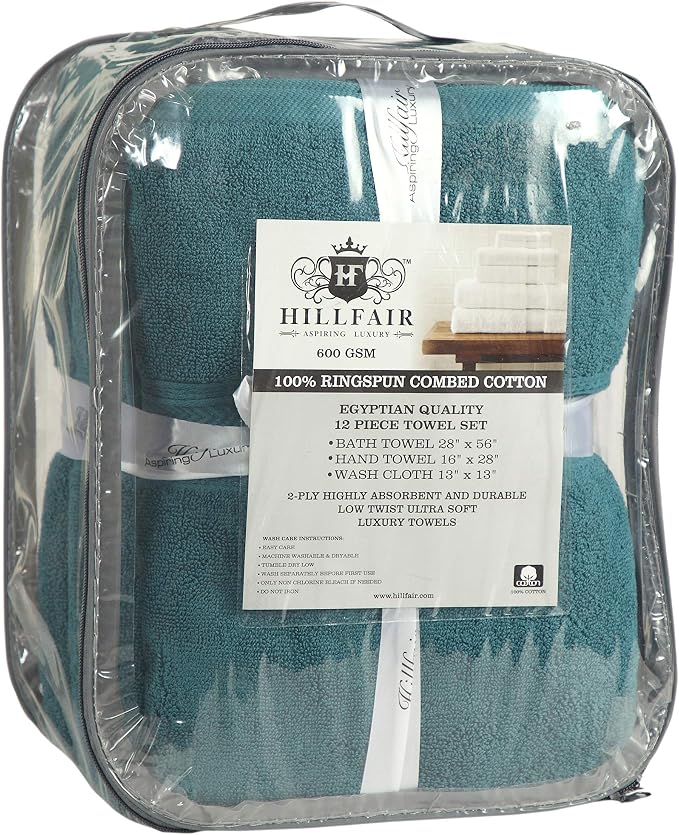 Hillfair 12-Piece 600 GSM Cotton Bath Towel Set - Image 5