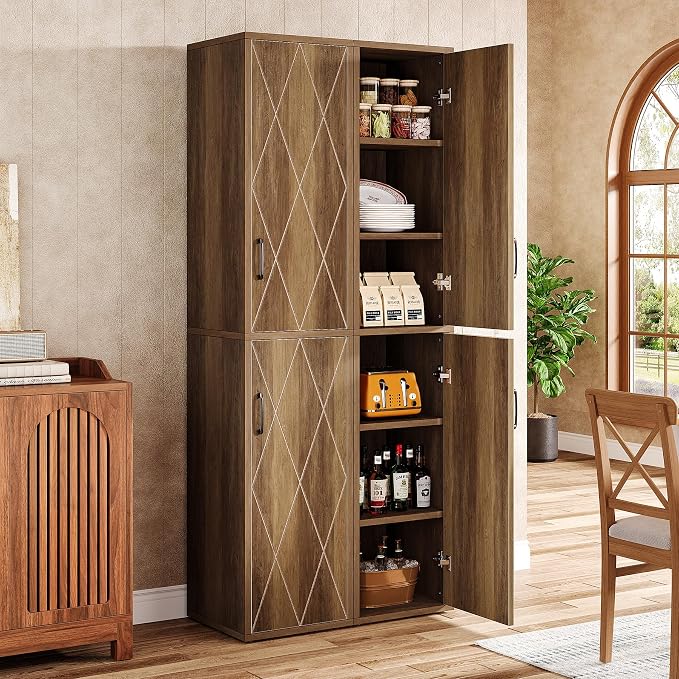 Tribesigns 75" Tall Narrow Storage Cabinet Set of 2, Modern Farmhouse Pantry by Tribesigns