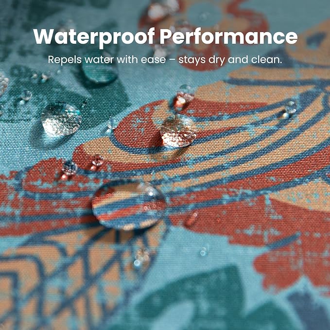 SLEEP ZONE Blue Garden Shower Curtain Waterproof Curtains - Image 4
