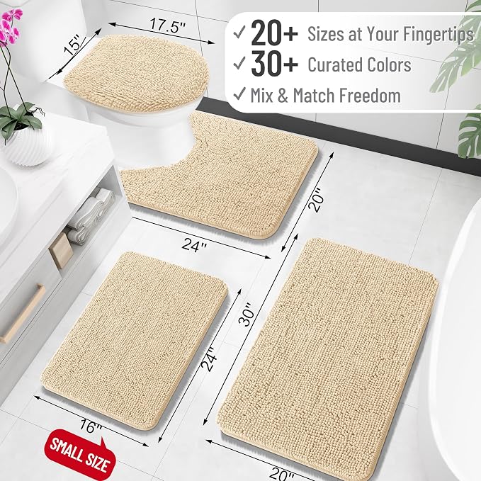 OLANLY Bathroom Rugs 24x16, Extra Soft Absorbent Chenille Bath Rugs, Rubber - Image 2