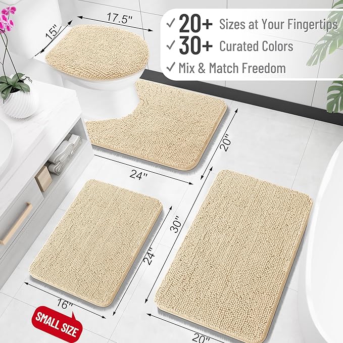 OLANLY Bathroom Rugs 30x18, Extra Soft Absorbent Chenille Bath Rugs, Rubber - Image 2