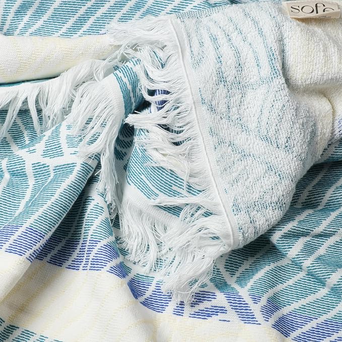 SOFE H&L | LINVIA Foutah Quick Dry Beach Towel Pack of 1 Leaves - Image 4