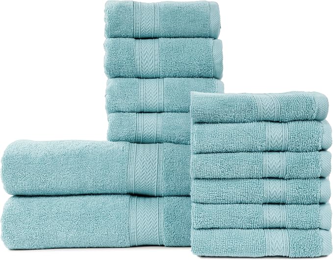 HILLFAIR 12-Piece Cotton Bath Towel Set - Image 8