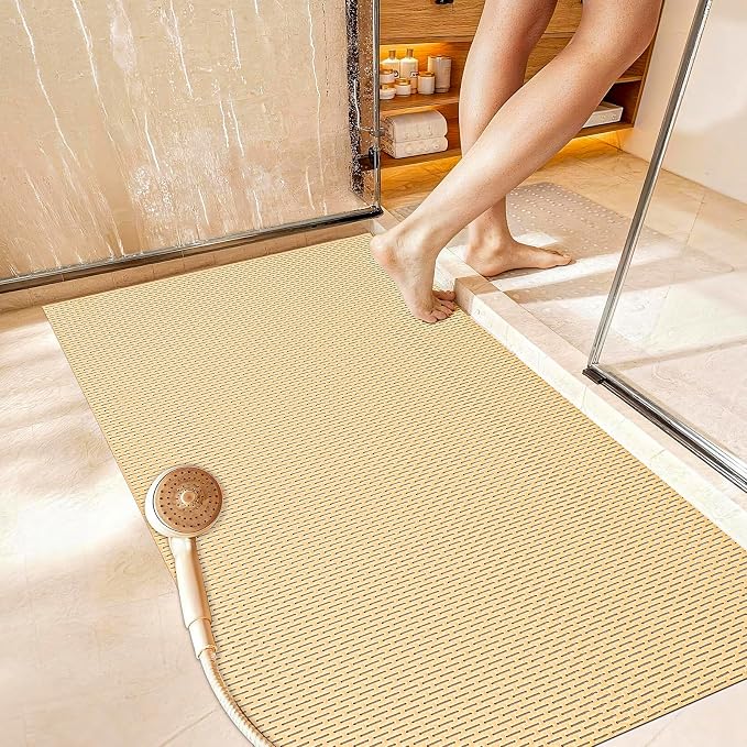 Extra Large Non-Slip Shower Mat, Fast-Dry PVC Bath Stall Tub Mat, Drain-Hole - Image 9
