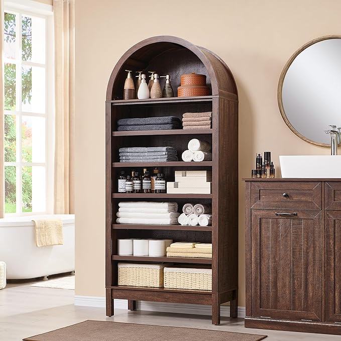 71" Tall Arched Bathroom Storage Cabinet, 7-Tier Modern Farmhouse Storage by IFBUYFarmhouseFurniture