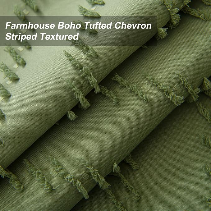 Long No Hook Tufted Chevron Striped Shower Curtain - Image 3