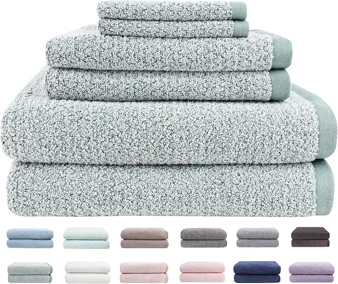 Everplush Diamond Jacquard 6 Pieces Bath Towel Set, Luxury Super Soft Oversized by Everplush