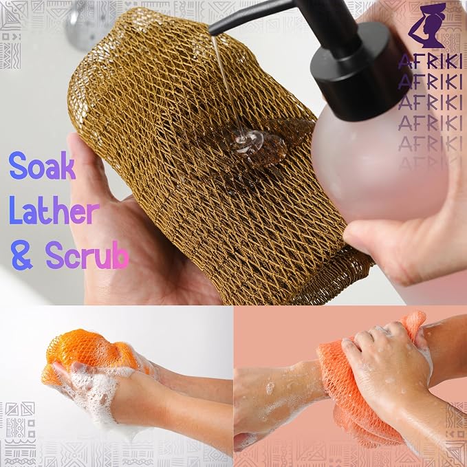 AFRIKI African Net Sponge – Exfoliating Body Scrubber, All Skin Types | 45 in - Image 5
