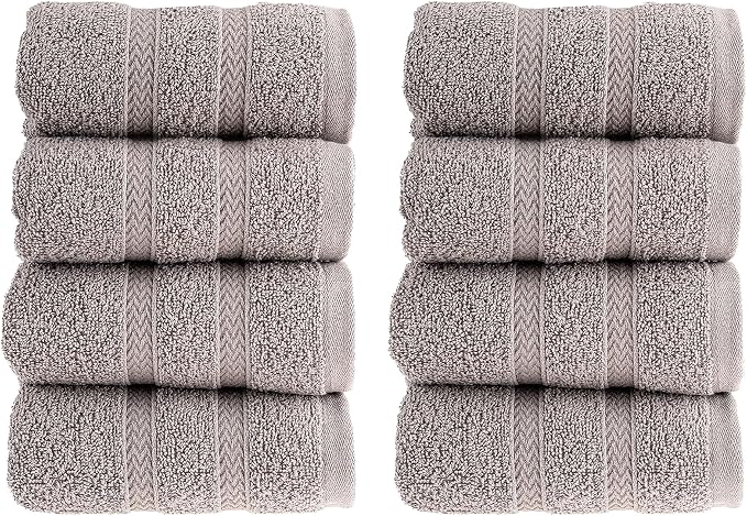 HALLEY Turkish 8 Pack Premium Washcloths 650 GSM Highly Absorbent Super Soft by HALLEY-TurkishCottonTowels