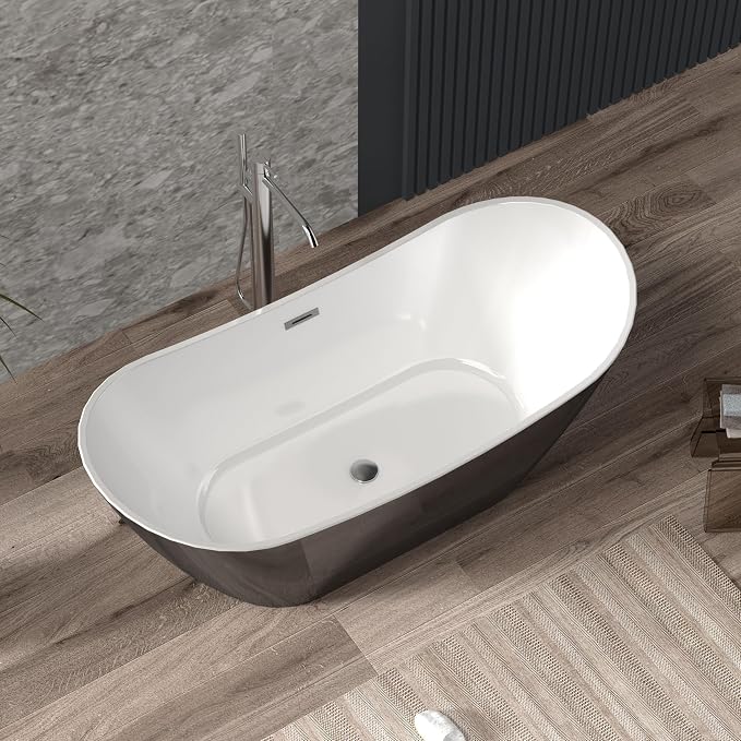 67 Inch Acrylic Freestanding Bathtub, Soaking Bathtub - Image 8