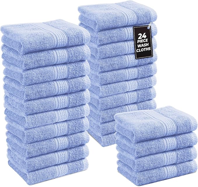 LANE LINEN 100% Cotton Wash Cloths 24 Pack by LaneLinen