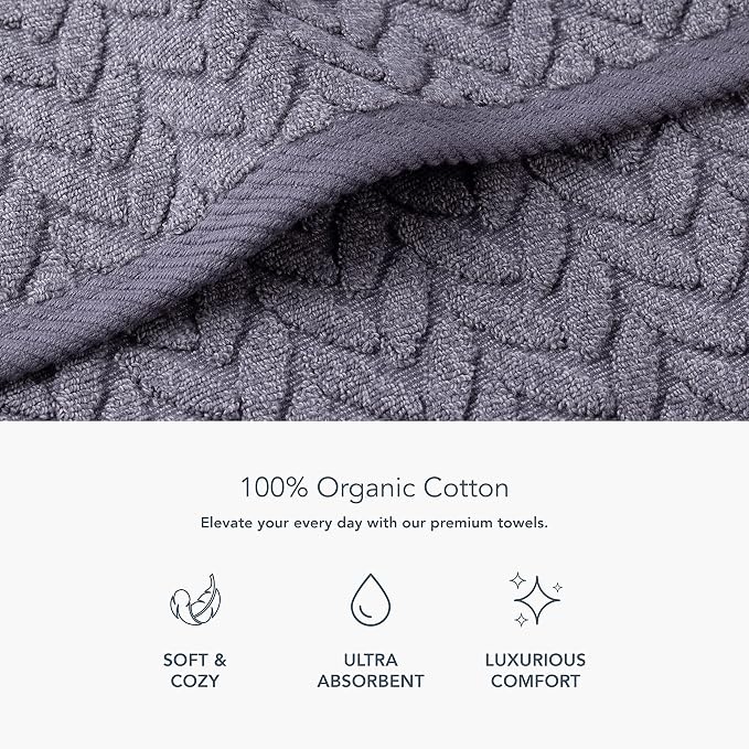 Texere 100% Organic Cotton Jacquard 650 GSM Premium Bath Towel Sets - Image 2