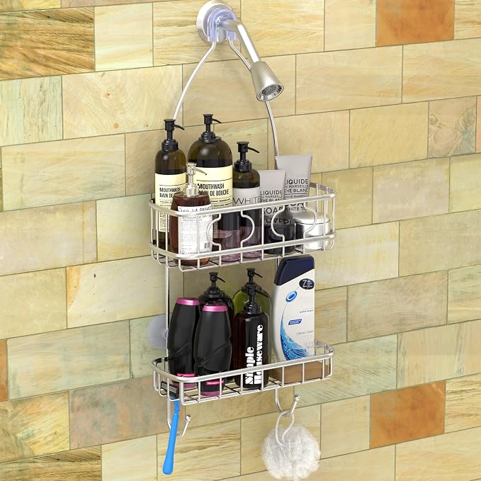Simple Houseware Stainless Steel Bathroom Hanging Shower Head Caddy Organizer - Image 5