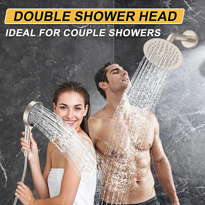 Shower Faucet Set Brushed Nickel Shower System, 12 Inch Ceiling Rain Shower Head - Image 3