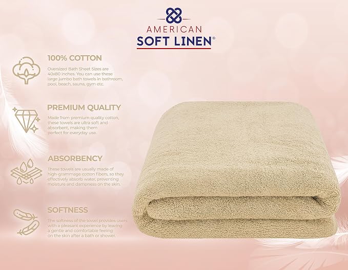 American Soft Linen Oversized Bath Sheet 40x80 Extra Large - Image 4