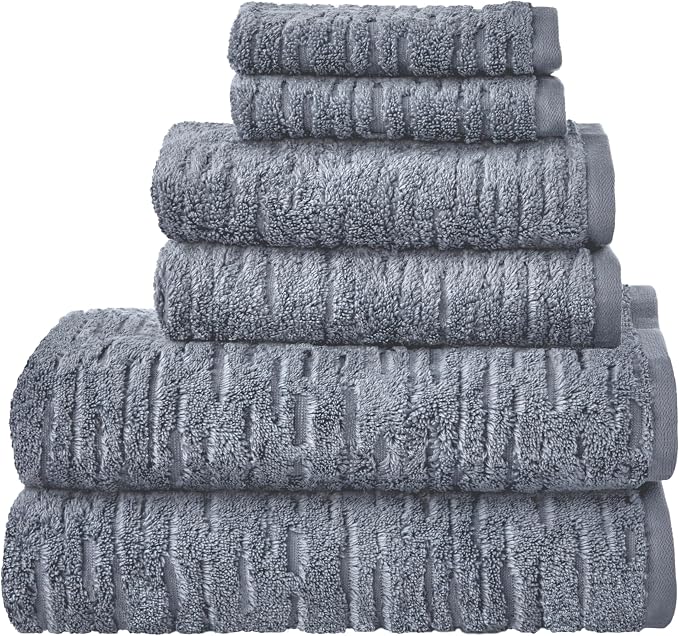 SKL Home CloudSoft Cotton Luxury 6-Piece Towel Set, Smoke Blue by SKLHomebySaturdayKnightLtd
