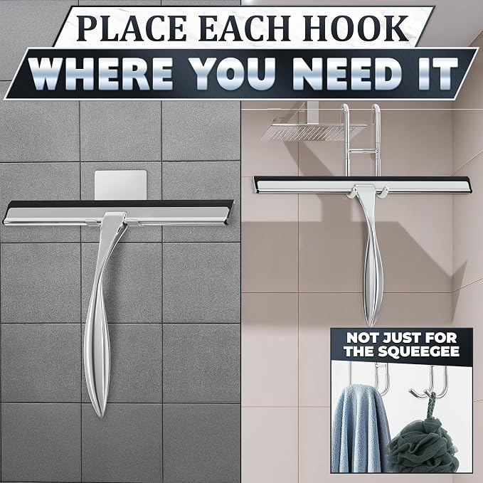 12 Inch Silver All-Purpose Stainless Steel Shower Squeegee - Image 9