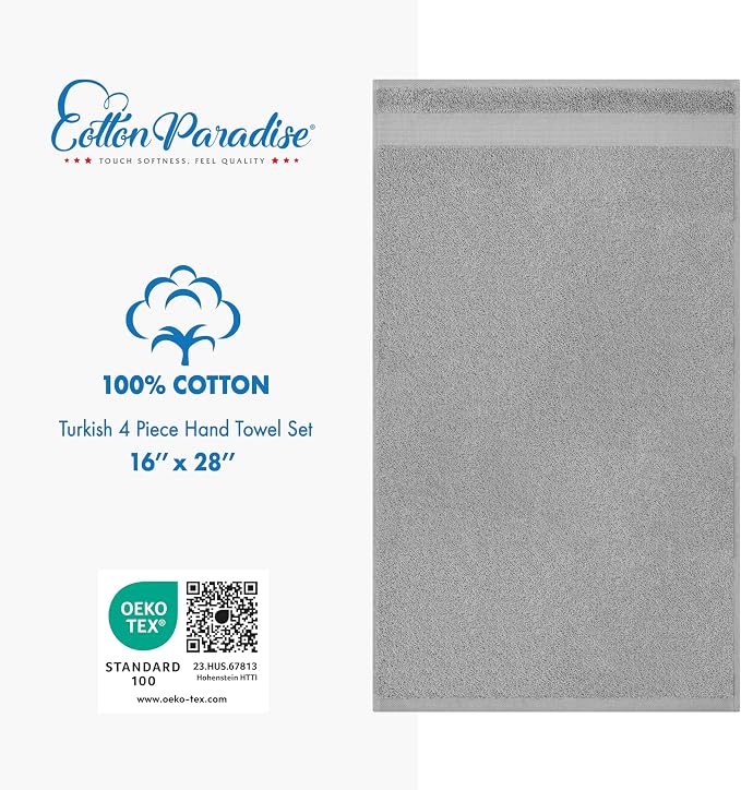 Cotton Paradise Hand Towels for Bathroom, 100% Cotton Turkish 4 Piece Hand - Image 5