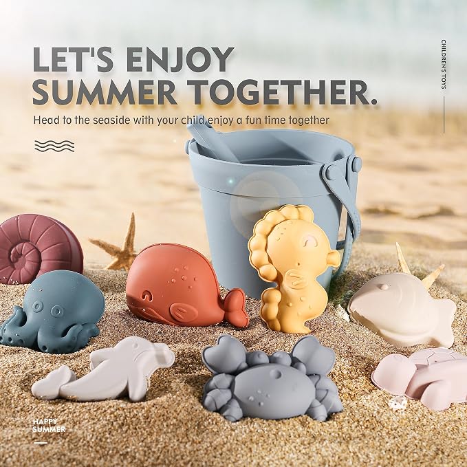 MarcZero 11Pcs Silicone Beach Toys, Modern Baby Beach Toys, Travel Friendly - Image 4