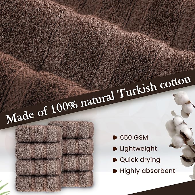HALLEY Turkish 8 Pack Premium Washcloths 650 GSM Highly Absorbent Super Soft - Image 6