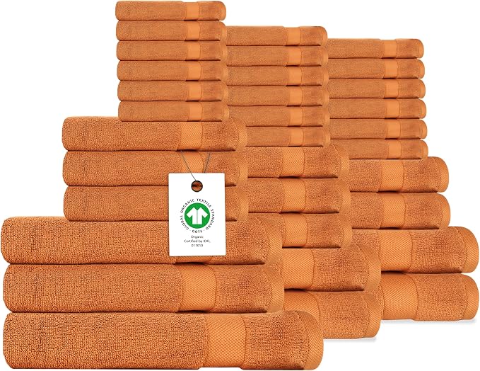 Delara Organic Cotton Luxuriously Plush Bath Towel 33 Piece Set|GOTS & Oeko-TEX by Delara