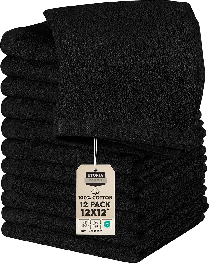 Utopia Towels 12 Pack Cotton Washcloths Set, 100% Ring Spun Cotton, Premium by UTOPIATOWELS