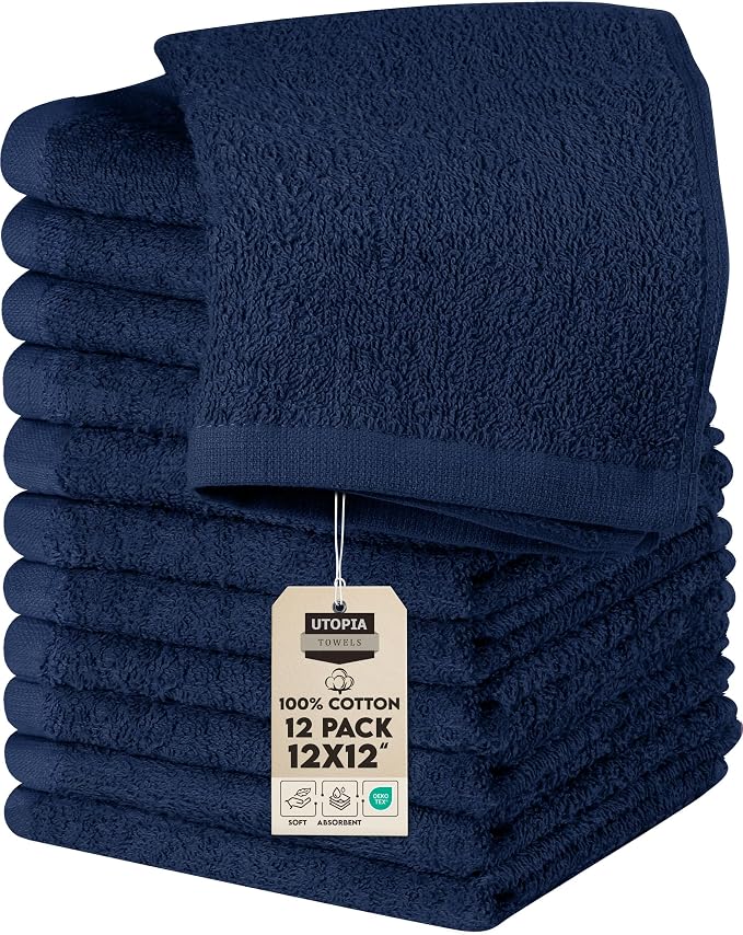 Utopia Towels 12 Pack Cotton Washcloths Set, 100% Ring Spun Cotton, Premium by UTOPIATOWELS