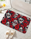 Elightvap Skull Red Rose Bathroom Rugs Mat Non Slip Absorbent Quick Dry Rug by Elightvap