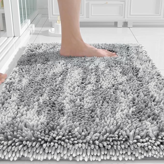 Yimobra Chenille Bathroom Rugs Non Slip, Extra Thick Soft Absorbent Bath Rug by Yimobra