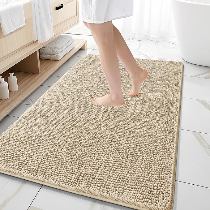 OLANLY Bathroom Rugs 59x35, Extra Soft Absorbent Chenille Bath Rugs, Rubber by OLANLY