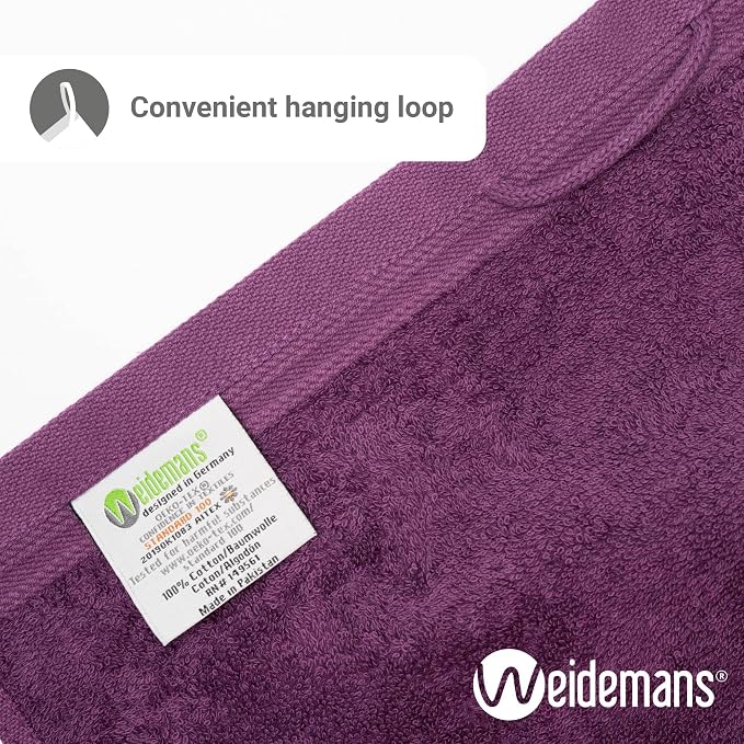 100% Cotton Washcloths Set 13” x 13” | Plum Towels | Set of 6 Ultra Soft and - Image 3