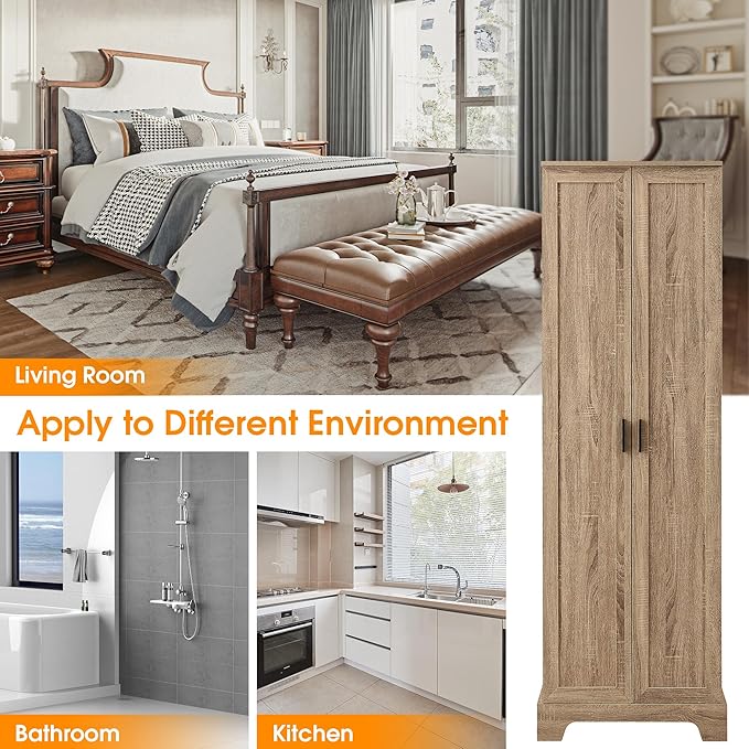 71" Tall Bathroom Storage Cabinet, Freestanding Linen Cabinet - Image 7