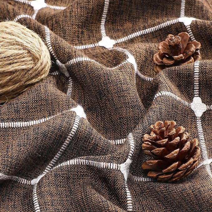 MitoVilla Brown 72 x 78 Farmhouse Shower Curtain, Boho 78 inch Long Polyester - Image 4