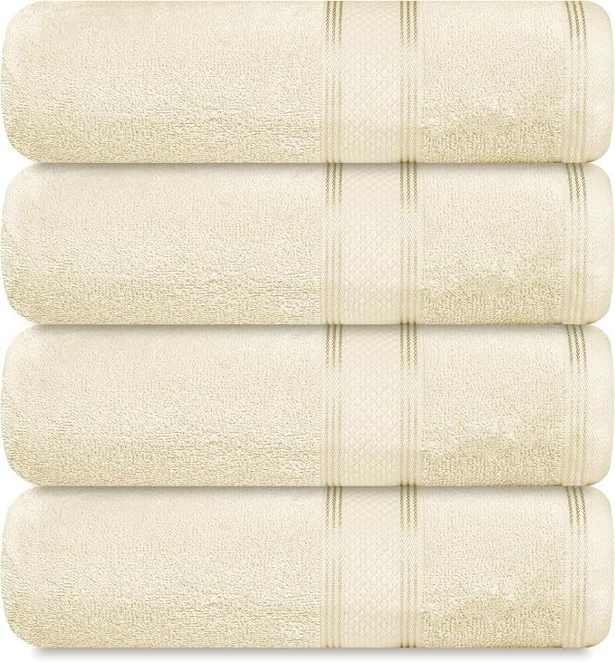 Casa Lino Linen Brown Bath Towels Set of 4 by CASALINO