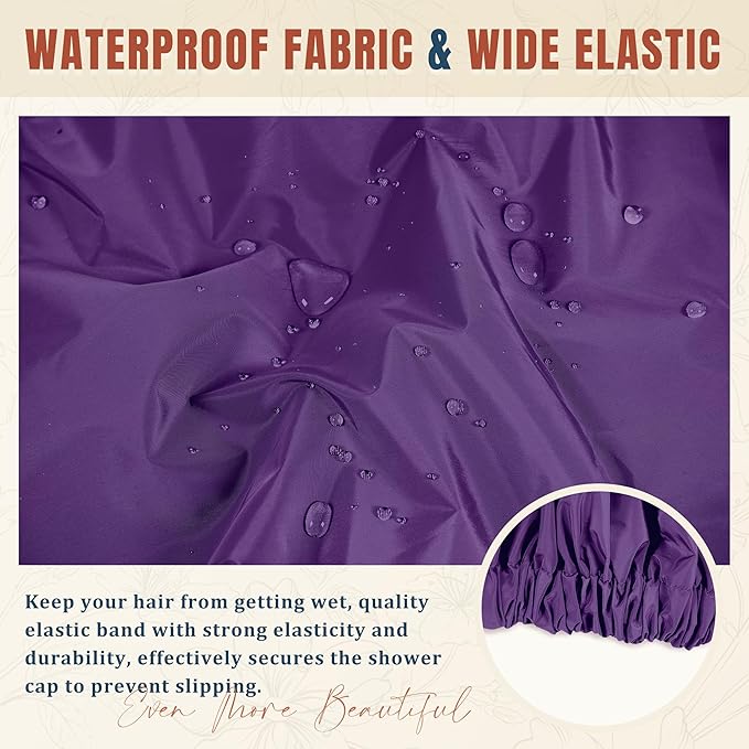 Reusable Shower Cap for Women, Stylish Large Waterproof Shower Bonnet Washable - Image 6
