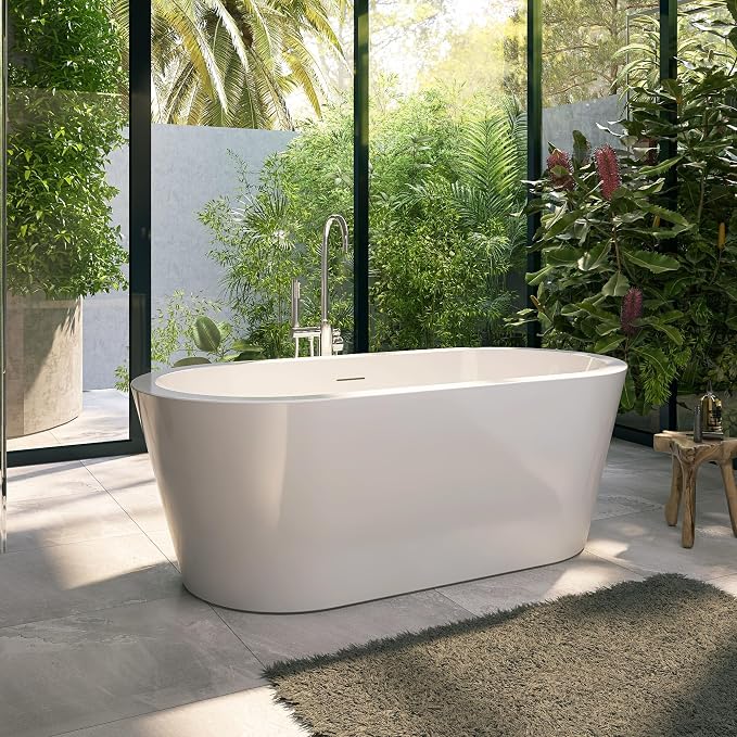 64" Acrylic Free Standing Tub, Stand Alone Tub, Freestanding Bathtub, Soaking - Image 9