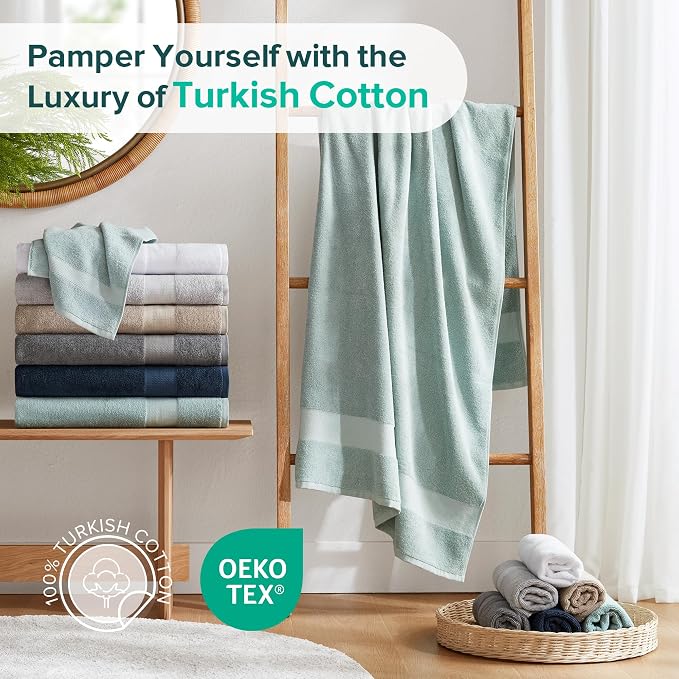 Comfort Spaces Turkish Bath Towel Set of 4 Piece 27x54 Medium 100% Cotton - Image 3
