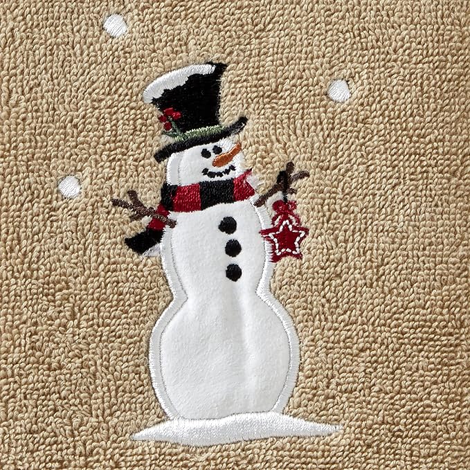SKL Home Christmas/Winter Rustic Plaid Snowman Hand Towel 2pc Set - Image 2