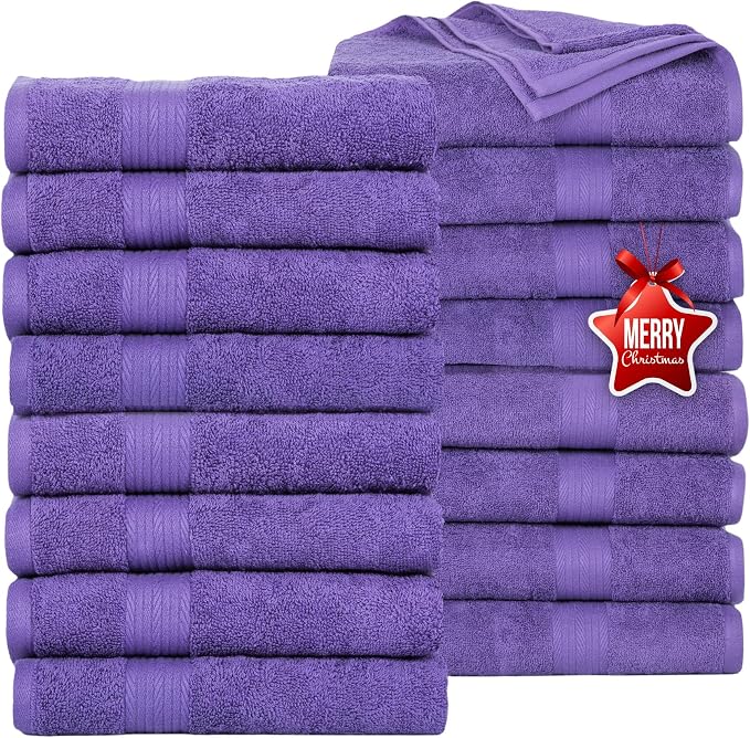 Ample Decor Bath Towels Pack of 16 600 GSM 100% Cotton, Absorbent Soft Premium by AmpleDecor
