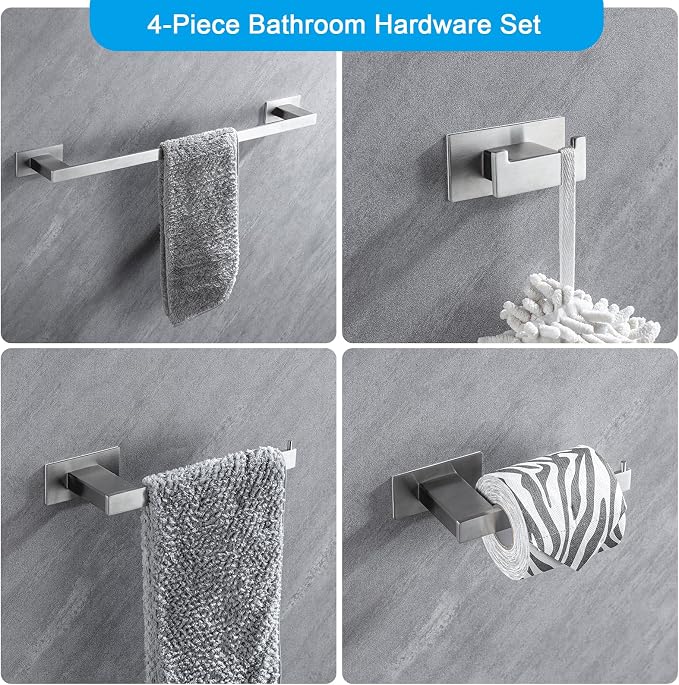 4-Pieces Bathroom Hardware Accessories Set, Towel Rack Towel Bar Toilet Paper - Image 3