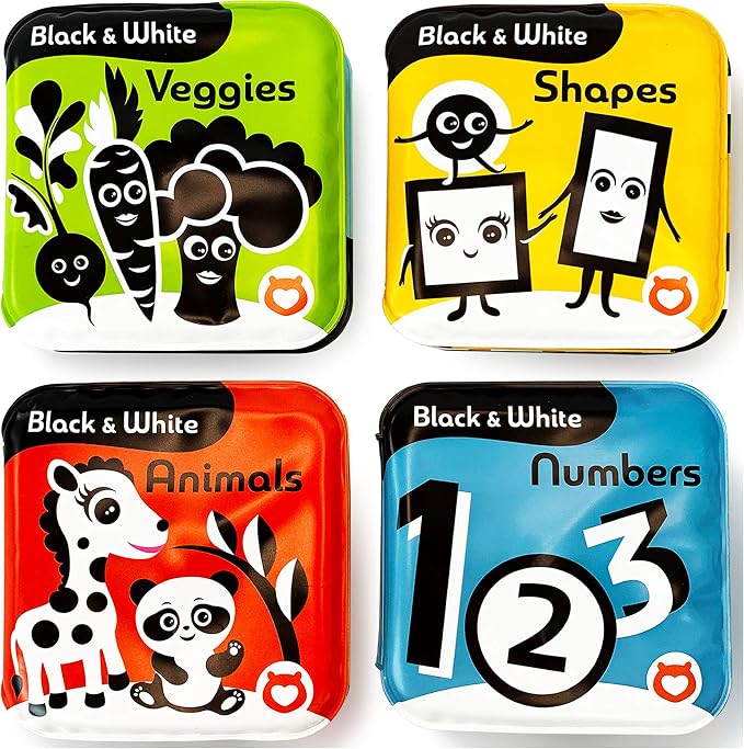 Floating Baby Bath Books – High Contrast Black and White Waterproof Bath Books by BabyBibi