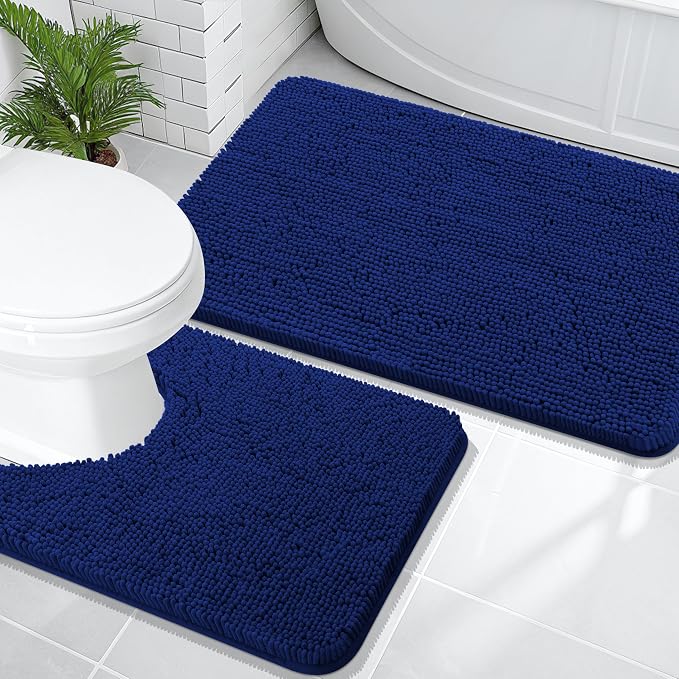 OLANLY Bathroom Rugs Sets 2 Piece, Soft Absorbent Chenille Bath Mats and by OLANLY