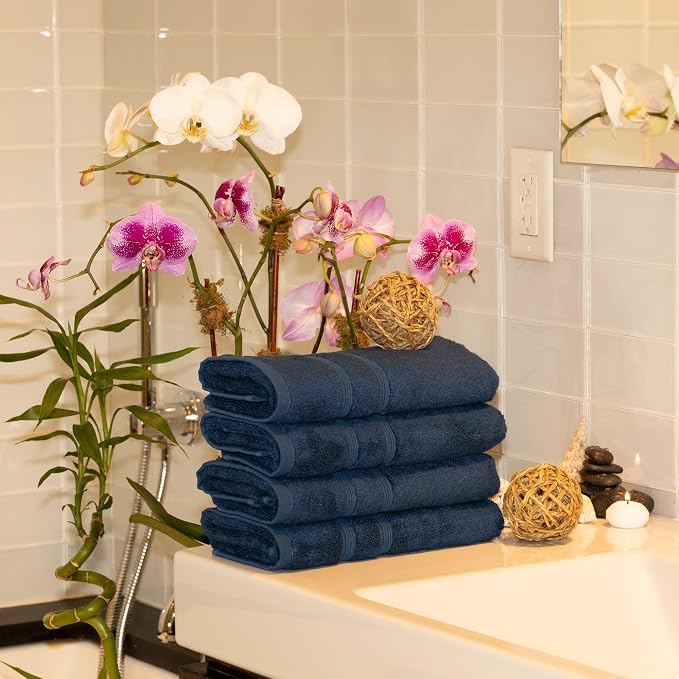 Mosobam Luxury Turkish 14pc Deluxe Bath Bundle Body Hand Face Towel and Mat - Image 5